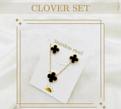 Clover Pendant Necklace for Women's & Girls Swan Chain Necklace with earrings